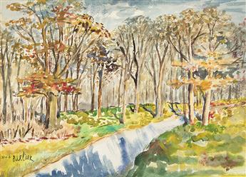 DAVID BURLIUK Autumn Landscape with a Stream.